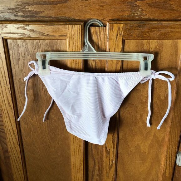 NWT J Crew Ribbed Curved Waist Cheeky String Bikini Bottom Pink - M - Picture 7 of 9